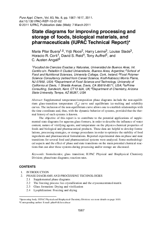 (PDF) State diagrams for improving processing and storage of foods ...
