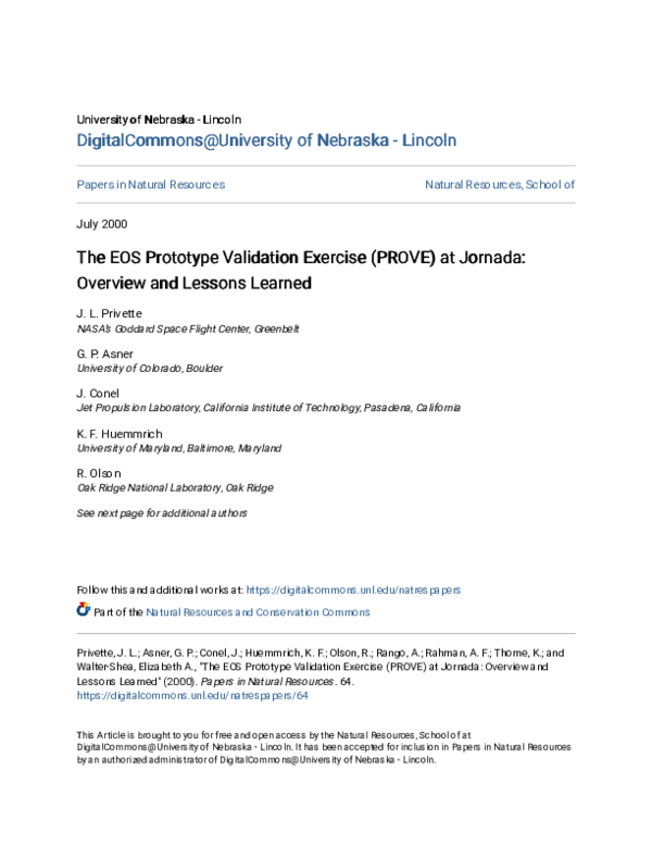 (PDF) The EOS Prototype Validation Exercise (PROVE) at Jornada
