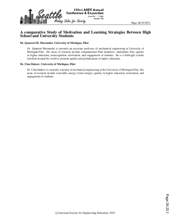 (PDF) A Comparative Study of Motivation and Learning Strategies Between ...