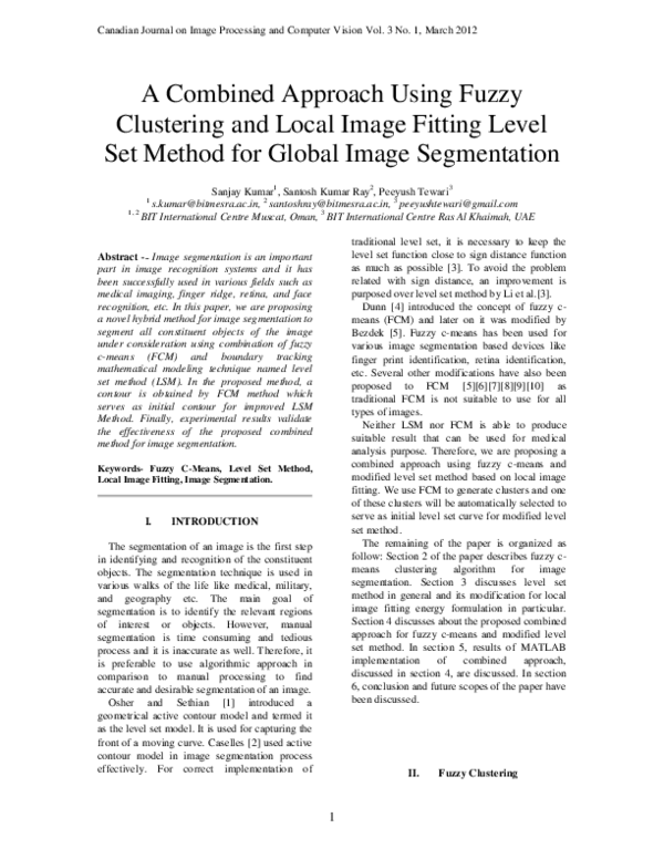 (PDF) A Combined Approach Using Fuzzy Clustering and Local Image ...