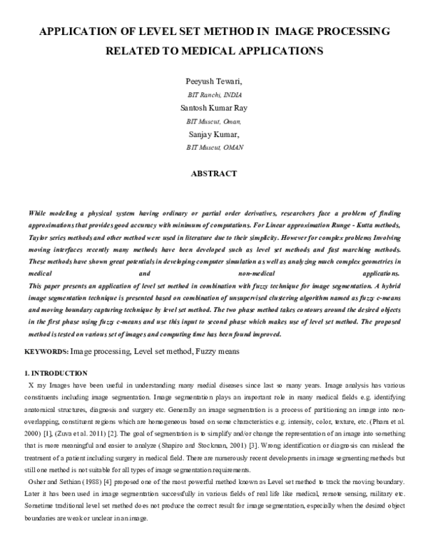 (PDF) Application of Level Set Method in Image Processing Related to ...
