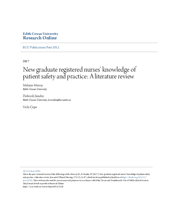 (PDF) New graduate registered nurses' knowledge of patient safety and ...
