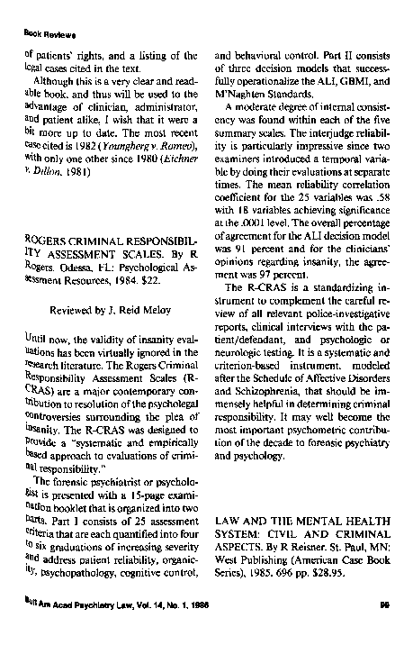 (PDF) Rogers Criminal Responsibility Assessment Scales