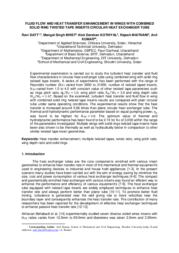(PDF) Fluid flow and heat transfer enhancement in wings with combined ...