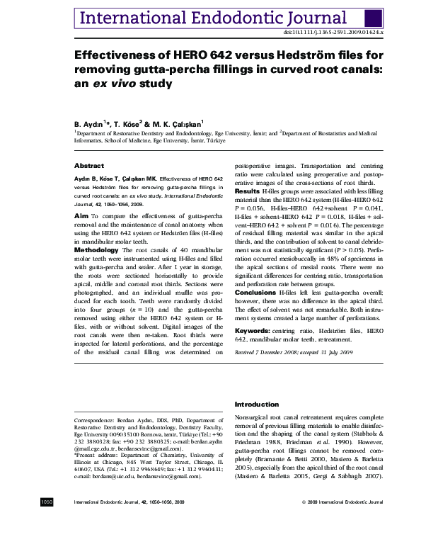(PDF) Effectiveness of HERO 642 versus Hedström files for removing ...