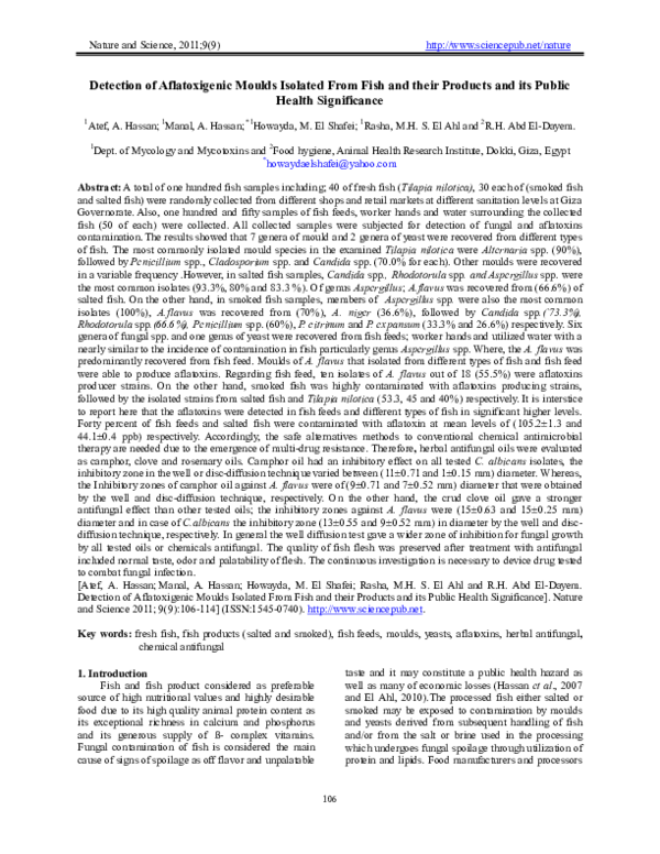 Pdf Fungal Contamination Of Fish