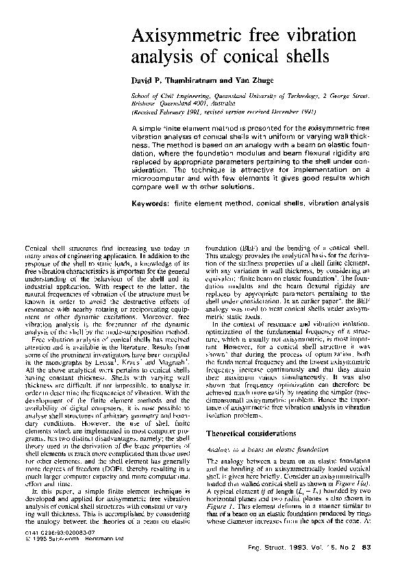 (PDF) Axisymmetric free vibration analysis of conical shells