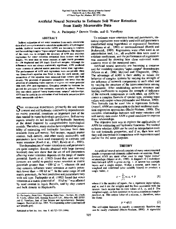 (PDF) Artificial Neural Networks to Estimate Soil Water Retention from ...