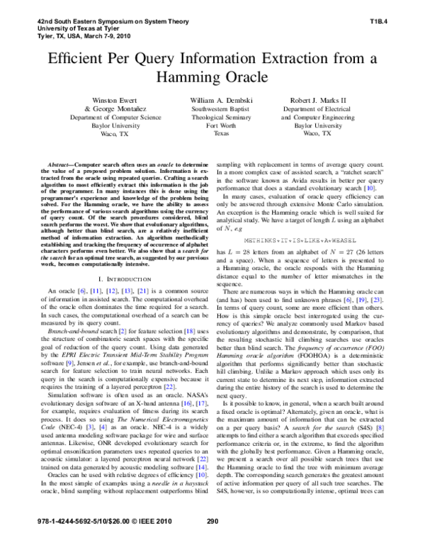 (PDF) Efficient per query information extraction from a Hamming oracle
