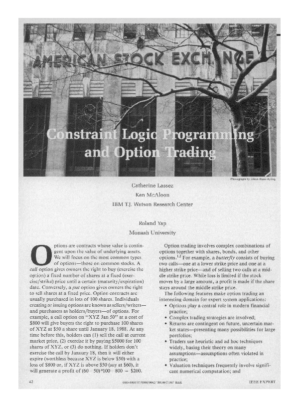 (PDF) Constraint Logic Programming and Option Trading