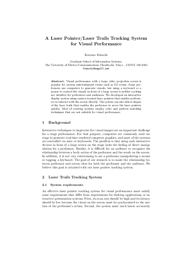 (PDF) A Laser Pointer/Laser Trails Tracking System for Visual Performance