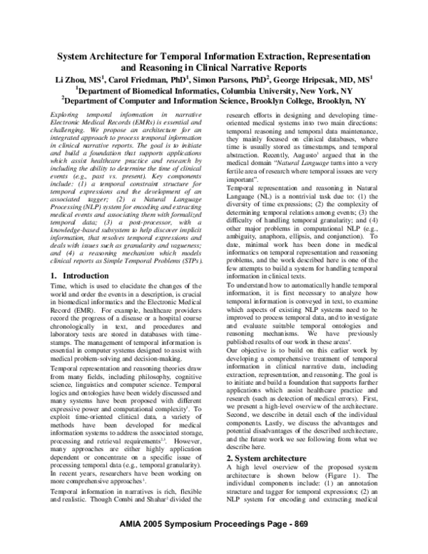 (PDF) System architecture for temporal information extraction ...