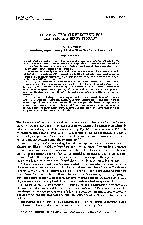 (PDF) Polyelectrolyte electrets for electrical energy storage