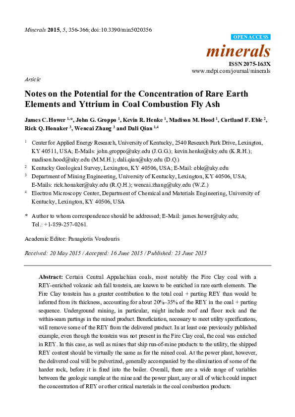 (PDF) Notes on the Potential for the Concentration of Rare Earth ...