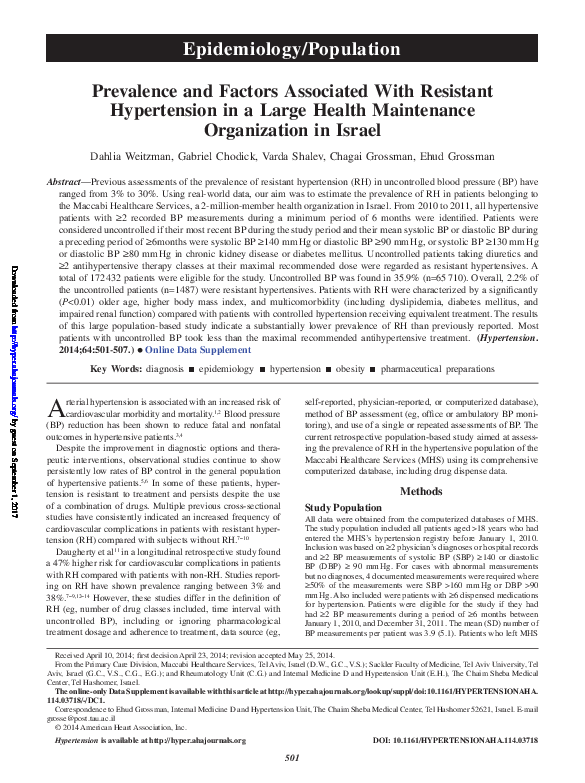 (PDF) Prevalence and factors associated with resistant hypertension in ...