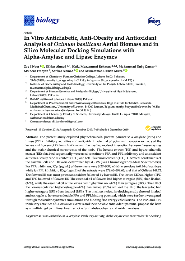 (PDF) In Vitro Antidiabetic, Anti-Obesity and Antioxidant Analysis of ...