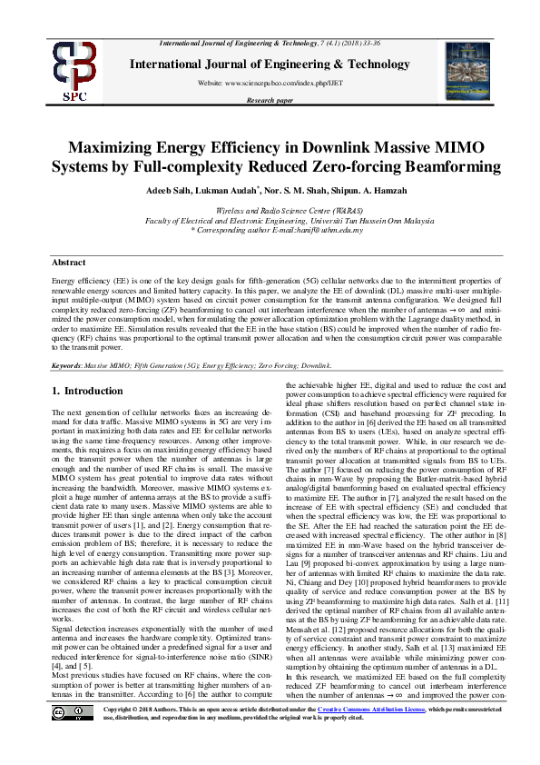 (PDF) Maximizing Energy Efficiency in Downlink Massive MIMO Systems by ...