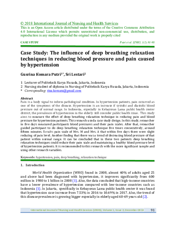 (PDF) Case Study : The influence of deep breathing relaxation ...
