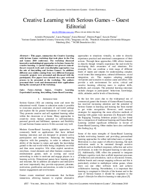 (PDF) Creative Learning with Serious Games