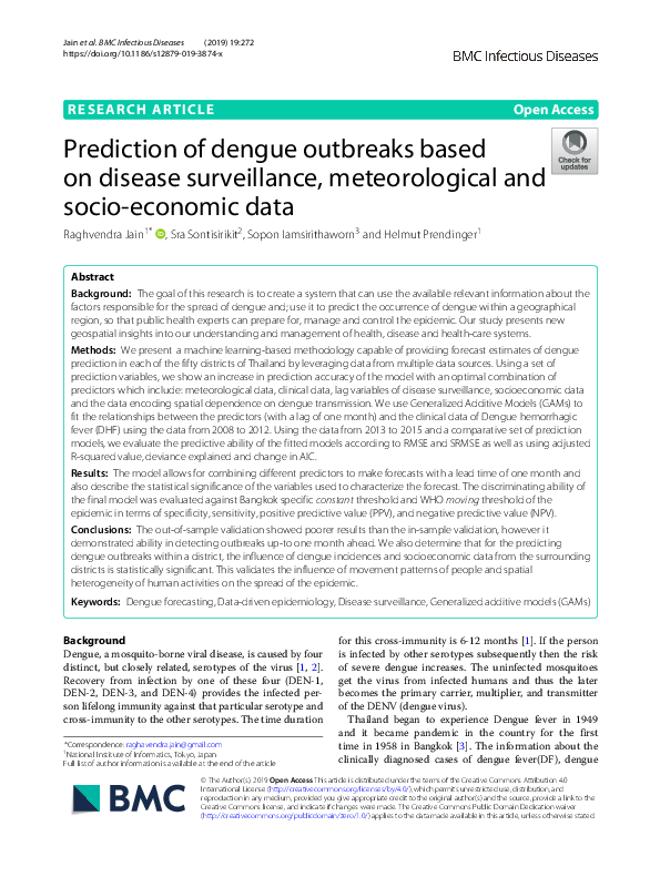 (PDF) Prediction of Dengue Outbreaks Based on Disease Surveillance and ...