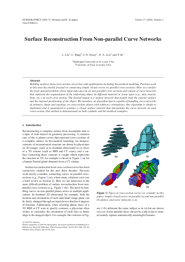 (PDF) Surface Reconstruction From Non-parallel Curve Networks
