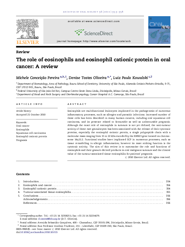 (PDF) The role of eosinophils and eosinophil cationic protein in oral ...