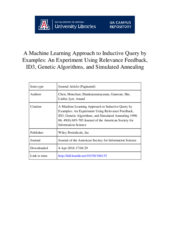 (PDF) A Machine Learning Approach to Inductive Query by