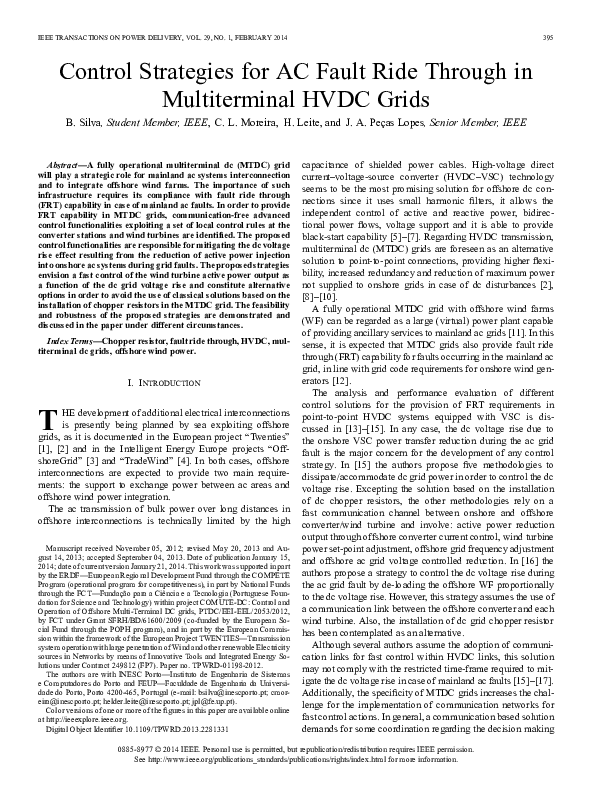 (PDF) Control Strategies for AC Fault Ride Through in Multiterminal ...