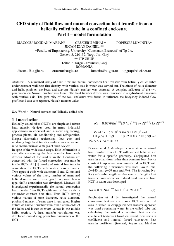 (PDF) CFD study of fluid flow and natural convection heat transfer from ...