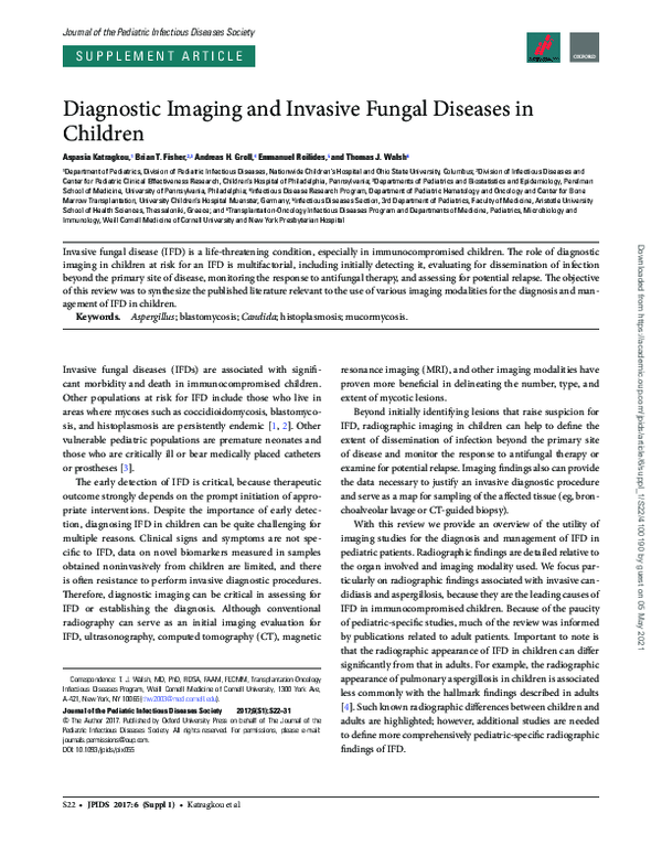 (PDF) Diagnostic Imaging and Invasive Fungal Diseases in Children