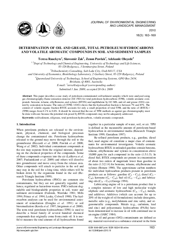 (PDF) Determination of oil and grease, total petroleum hydrocarbons and