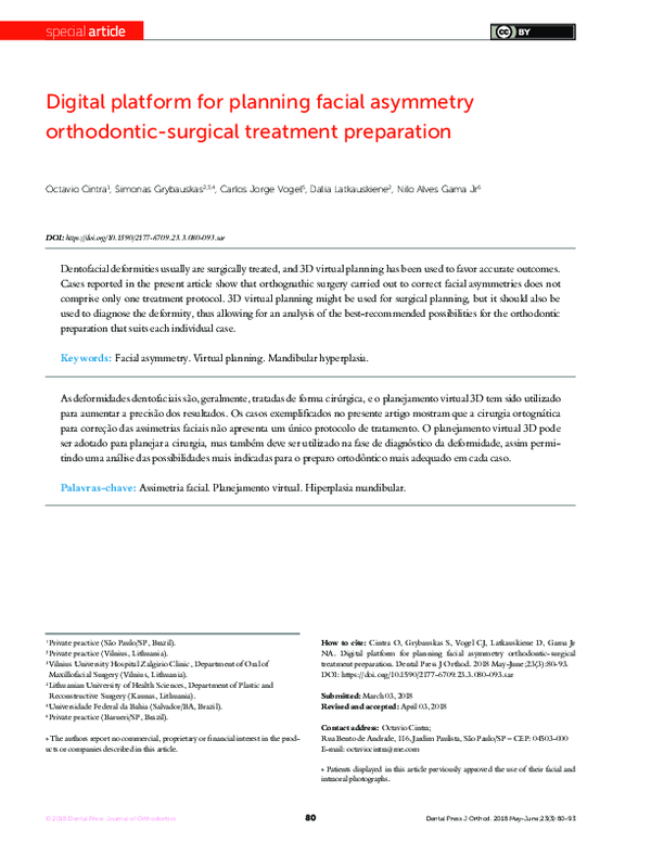 (PDF) Digital platform for planning facial asymmetry orthodontic ...