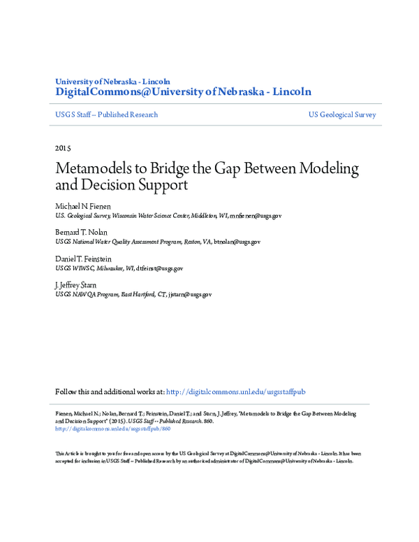 (PDF) Metamodels to Bridge the Gap Between Modeling and Decision Support