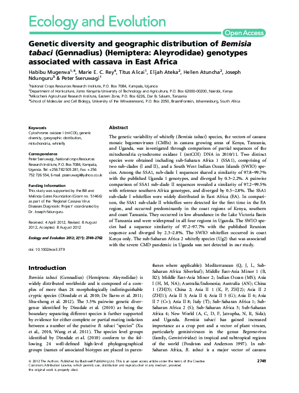 (PDF) Genetic Diversity and Geographic Distribution of Genetically ...