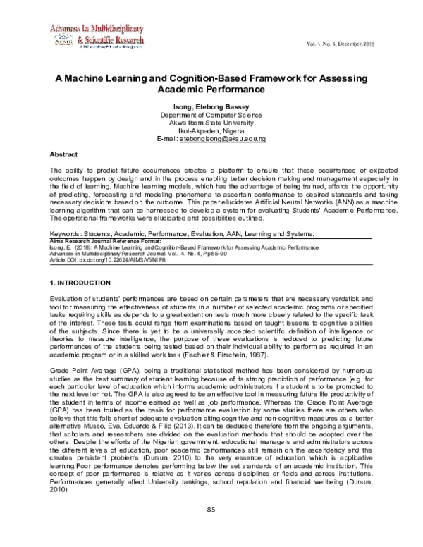 (PDF) A Machine Learning and Cognition-Based Framework for Assessing ...
