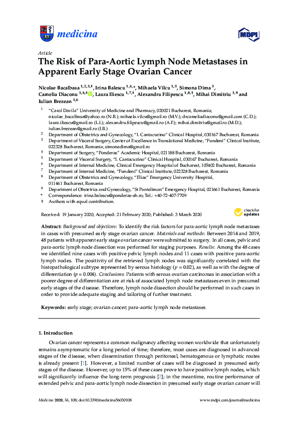 (PDF) The Risk of Para-Aortic Lymph Node Metastases in Apparent Early ...