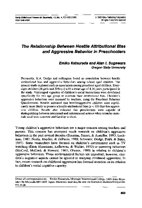 (PDF) The relationship between hostile attributional bias and ...