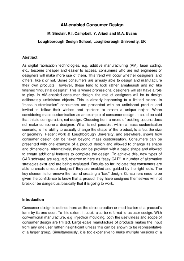 (PDF) AM-enabled Consumer Design