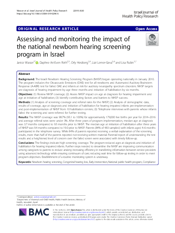 (PDF) Assessing and monitoring the impact of the national newborn ...