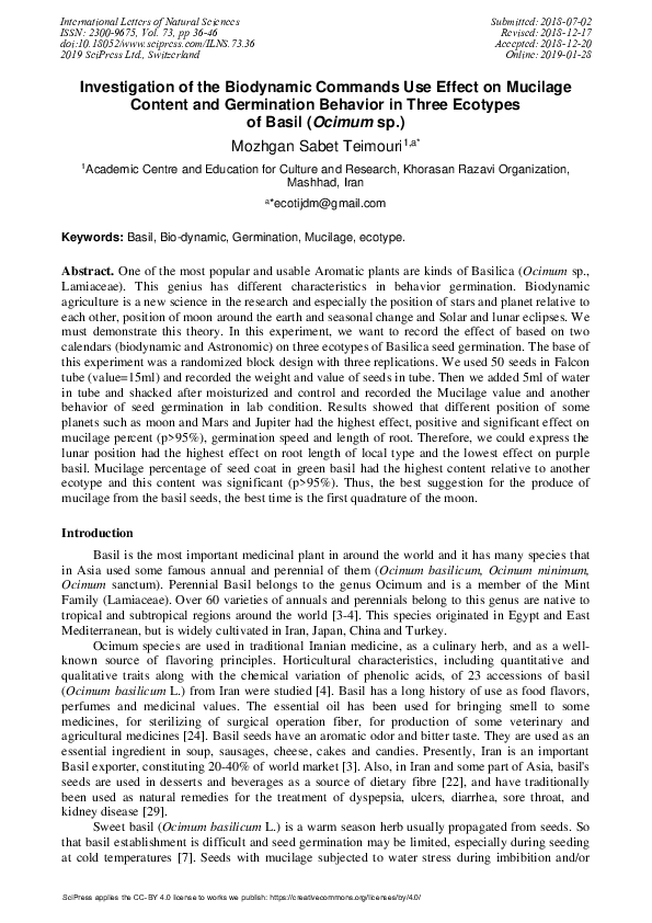 (PDF) Investigation of the Biodynamic Commands Use Effect on Mucilage ...