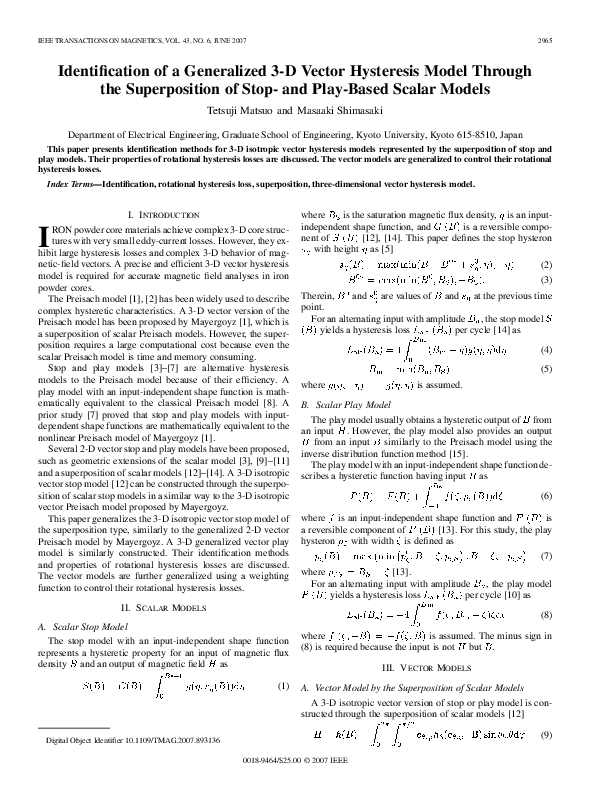 (PDF) Identification of a generalized 3-D vector hysteresis model ...