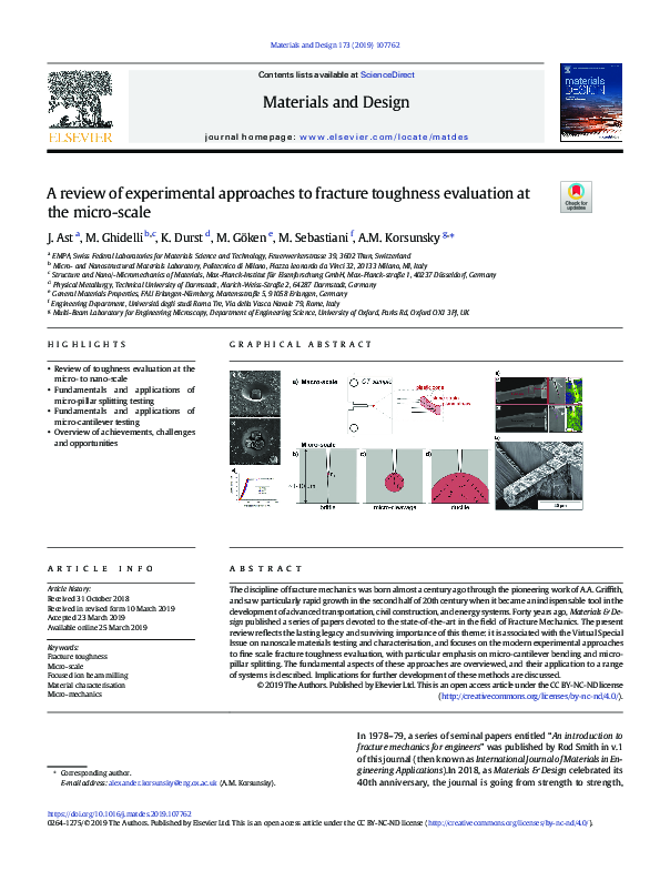 (PDF) A review of experimental approaches to fracture toughness ...