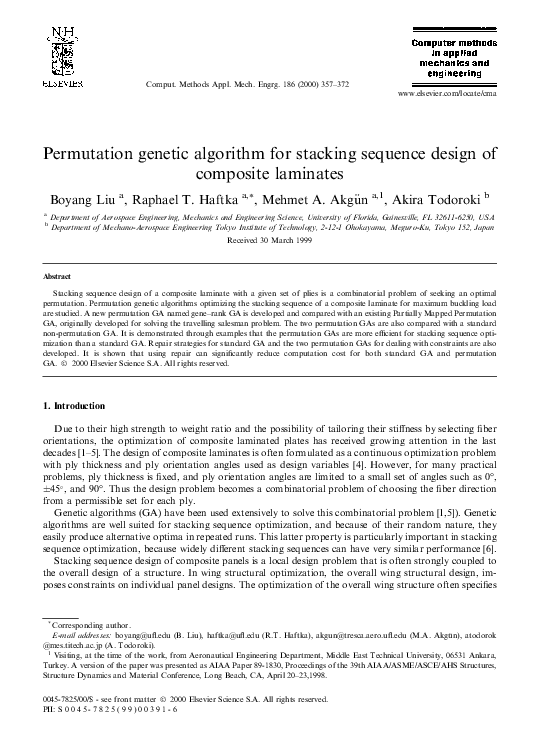 (PDF) Permutation genetic algorithm for stacking sequence design of ...