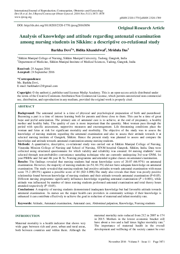 (PDF) Analysis of knowledge and attitude regarding antenatal ...