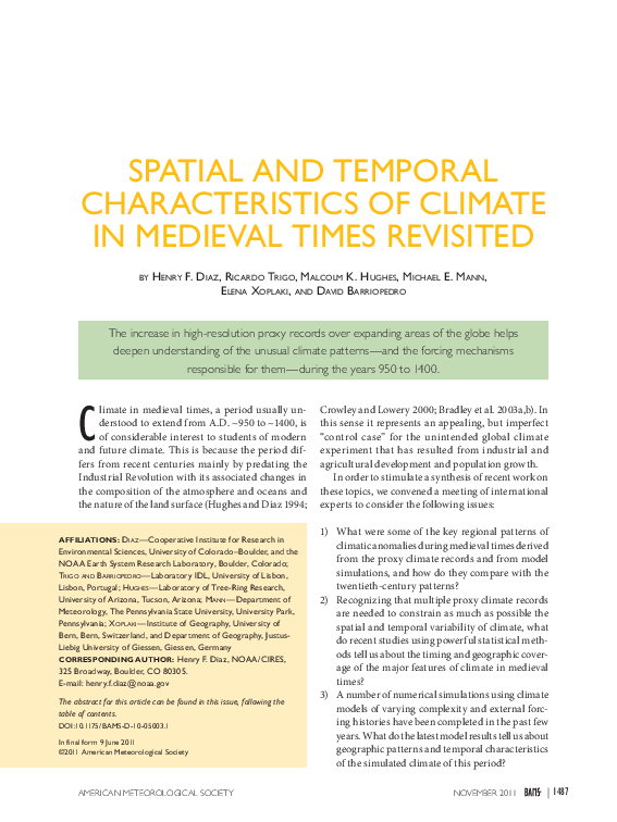 (PDF) Spatial and Temporal Characteristics of Climate in Medieval Times ...