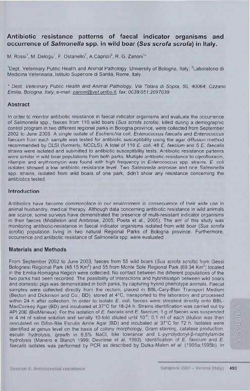 (PDF) Antibiotic resistance patterns of faecal indicator organisms and ...