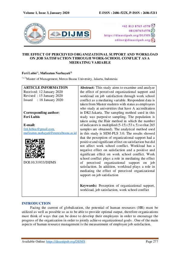 (PDF) The Effect of Perceived Organizational Support and Workload on ...