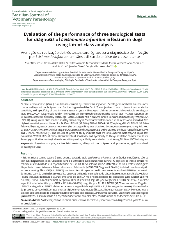 (PDF) Evaluation of the performance of three serological tests for ...