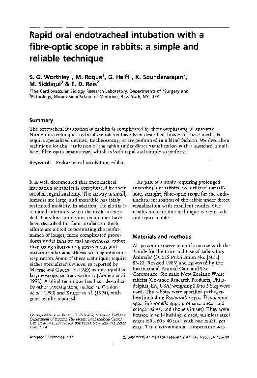 (PDF) Rapid oral endotracheal intubation with a fibre-optic scope in ...