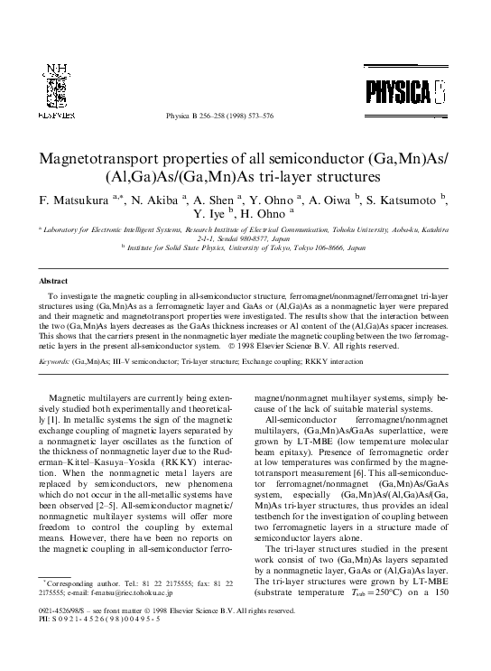 (PDF) Magnetotransport properties of all semiconductor (Ga,Mn)As/(Al,Ga ...